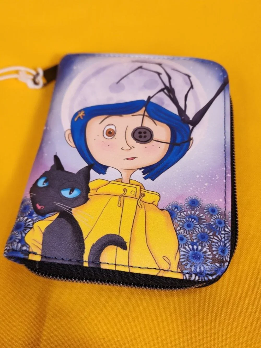 Loungefly Coraline Button Eye Flower the Cat Halloween Zip Around Wallet NEW